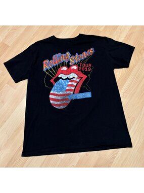 Rolling Stones 2019 Tour T-Shirt Black XL No Filter American Flag Graphic Unisex